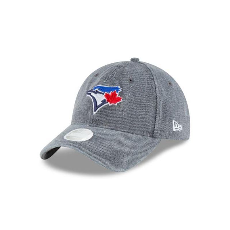 MLB Toronto Blue Jays Womens Faded Denim 9Twenty Adjustable (YMN1520) - Grey New Era Caps